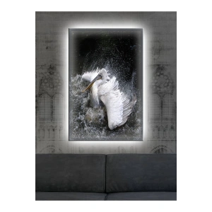 Led Işıklı Beyaz Flamingo Dekor Tablo