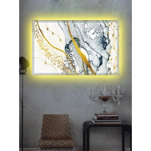 Led Işıklı Dekoratif Gold Kare Tablo