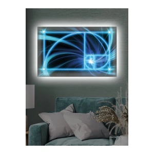 Led Işıklı Mavi Altın Oran kanvas tablo