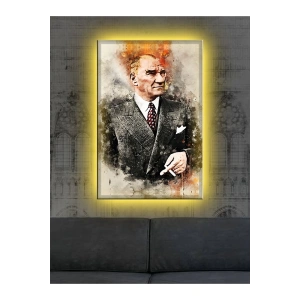 Led Işıklı Mustafa Kemal Atatürk Kanvas Tablo (çok şık)