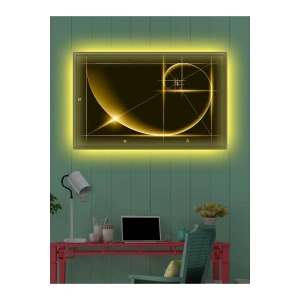 Led Işıklı Sarı Altın Oran kanvas tablo