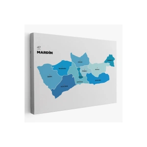 Mardin İli ve İlçeler Haritası  Dekoratif Kanvas Tablo 1417
