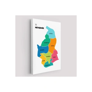 Nevşehir İli ve İlçeler Haritası  Dekoratif Kanvas Tablo 1427