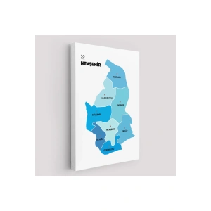 Nevşehir İli ve İlçeler Haritası  Dekoratif Kanvas Tablo 1429