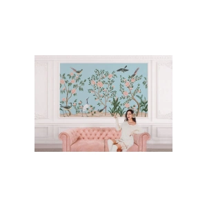 Pembe Çiçekli Ağaç ve Kuşlar Duvar Kağıdı-5620