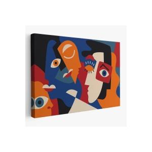 Picasso Tarzı Soyut İnsan Yüzleri Kanvas Duvar Tablosu-1195