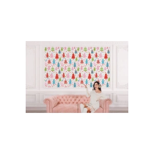 Renkli Ağaçlar Desenli Duvar Kağıdı-5719