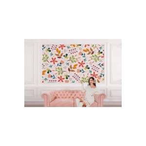 Renkli Çiçekler Desenli Duvar Kağıdı-5651