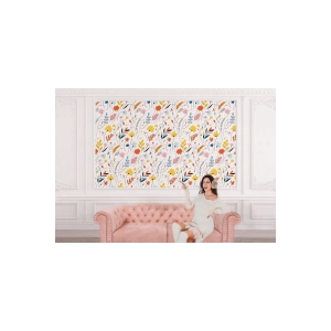 Renkli Çiçekler Desenli Duvar Kağıdı-5735