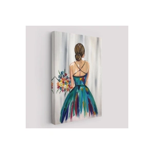 Renkli Çiçekli Kadın Dekoratif Duvar Tablosu -6257