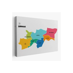 Şırnak İli ve İlçeler Haritası  Dekoratif Kanvas Tablo 1460
