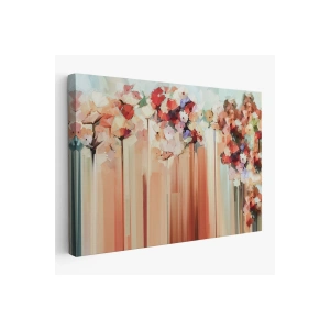 Soyut Çiçekler Yağlıboya Görünüm Dekoratif Kanvas Duvar Tablosu-3540