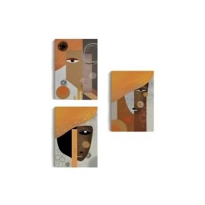 Soyut Sürreal Kadınlar Dekoratif Duvar Tablosu Üçlü Set-DP-93