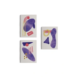 Suluboya Tarzı Soyut Modern 3 lü Tablo Seti, Kanvas Duvar Tablosu-AE-5