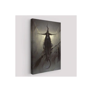 Süpürge ile Uçan Cadı ve Kedisi, Cadılar Bayramı Hediyesi, Hellowen Tablo -6287