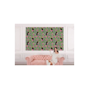 Tropikal Papağanlar Çiçekli Ağaç Yaprakları Duvar Kağıdı-5569