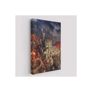 Vladimir Ilyic Lenin ve Josef Stalin Ekim Devrimi Sırasında Duvar Tablosu-6301