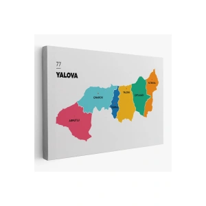 Yalova İli ve İlçeler Haritası  Dekoratif Kanvas Tablo 1481