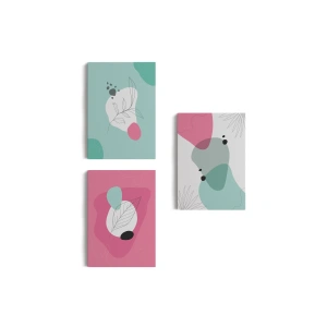 Yaprak Desenli Soyut Dekoratif Duvar Tablosu Üçlü Set-EL-111