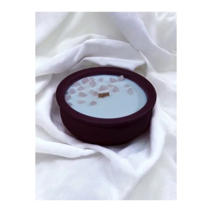 Ylang Ylang Kokulu Aromaterapi Mum, Ahşap Fitilli, Dekoratif Doğal Çömlek Mum