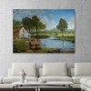 Köy Ve Akarsu Manzaralı Dekoratif Kanvas Duvar Tablosu-3425