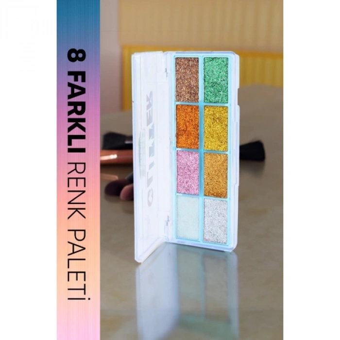 8 Renk Yaz Glitter Far Paleti - 2li Set