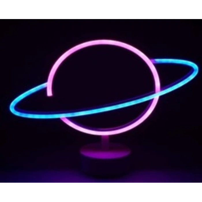 Neon Işıklı Satürn Lamba