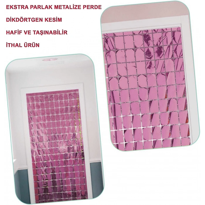 Rose Gold Disko Dikdörtgen Kesim Kapı Perdesi