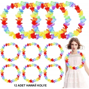 Hawaii Çiçekli Boyun Kolyesi 12 Adet