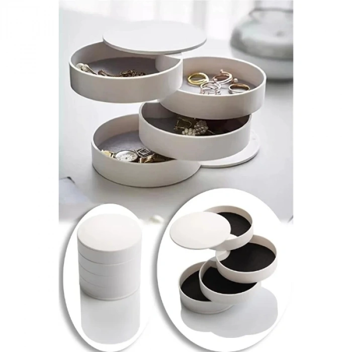 4 Katlı Dönen Silindir Takı Organizeri