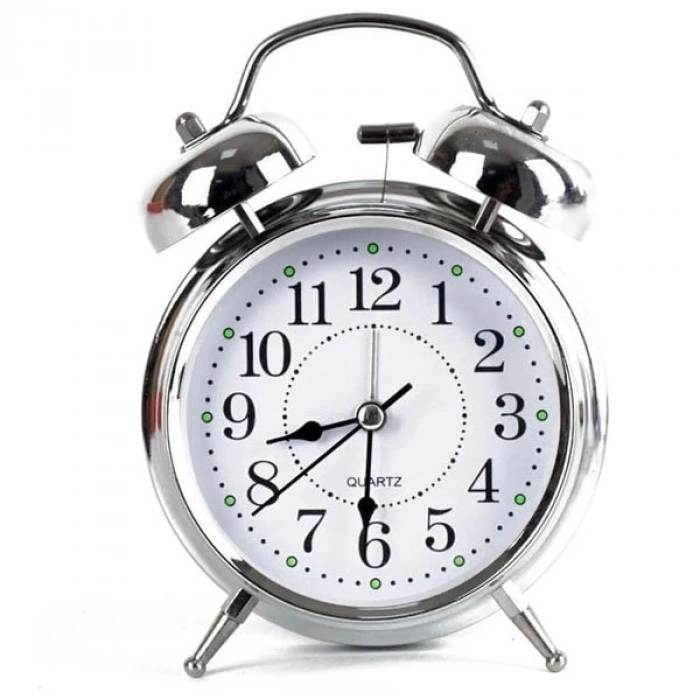 Gümüş Renk Metal Çalar Masa Saati