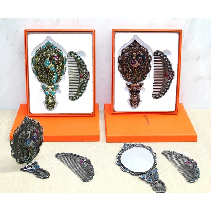 Tavuskuşu Katlanabilir Ayna Ve Tarak Seti Orta Boy