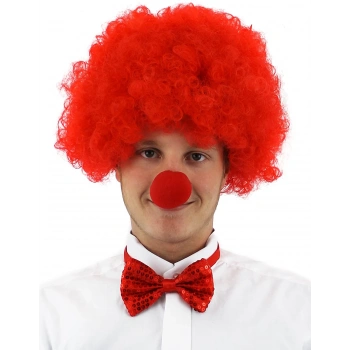 Kırmızı Renk Kıvırcık Afro Palyaço Seti