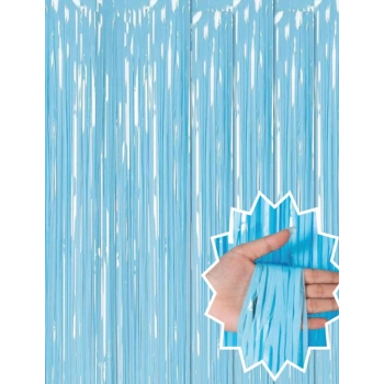 Soft Mavi Püsküllü Kapı Perdesi