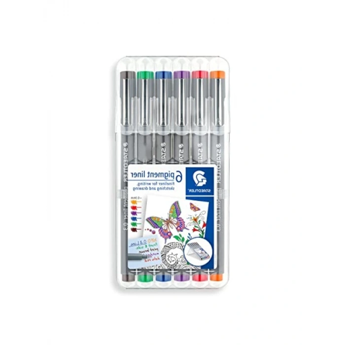 0.3 mm Uç Kalınlığında Pigment Liner Seti, 6lı Karışık Renk