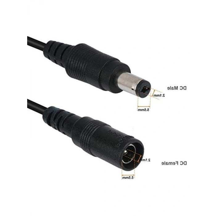 1 m Uzunlukta 5.5mm x 2.1mm DC Adaptör Uzatma Kablosu