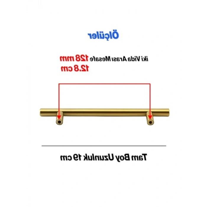 10 Adet Altın Renk Metal Mutfak Çekmece Dolap Kulpları (128 mm)