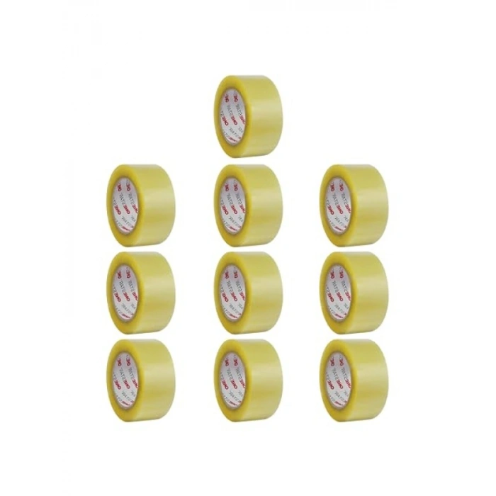 10 Adet Şeffaf Koli Bandı - 45 mm x 100 Mt, Güçlü Yapışkanlı