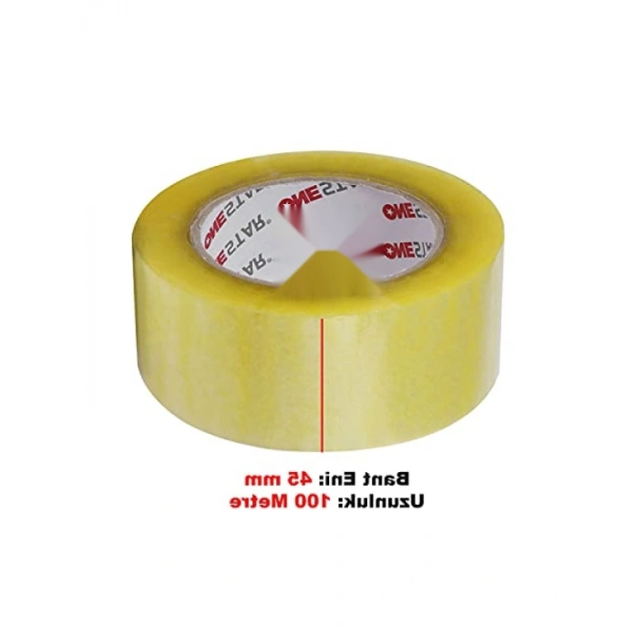 10 Adet Şeffaf Koli Bandı - 45 mm x 100 Mt, Güçlü Yapışkanlı