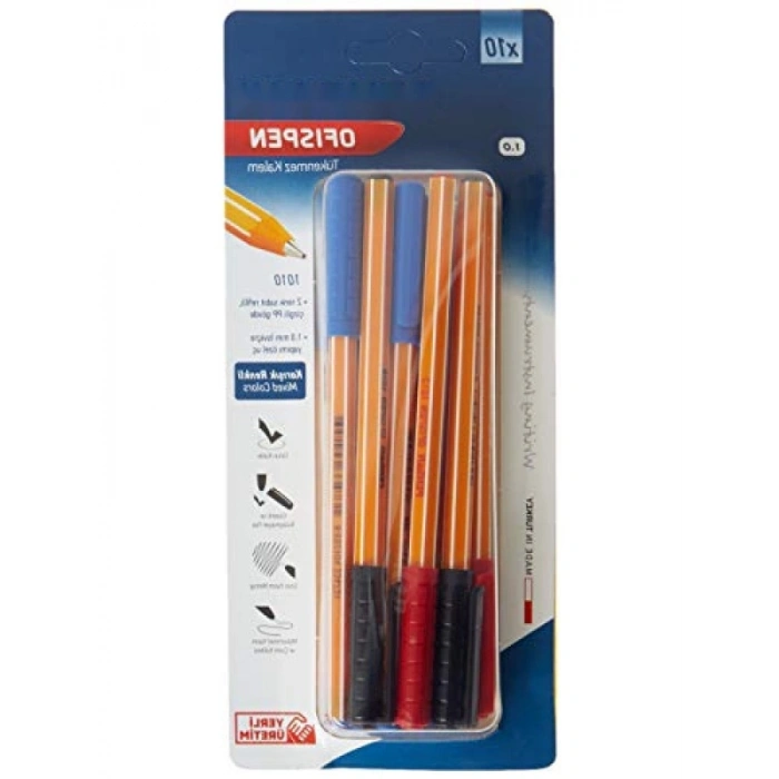 10lu Blister Tükenmez Kalem Seti, 1 mm Uç