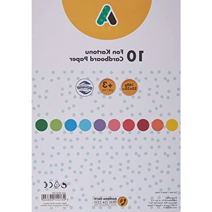 10lu Karışık Renk Fon Kartonu, 25x35 cm, 160 g