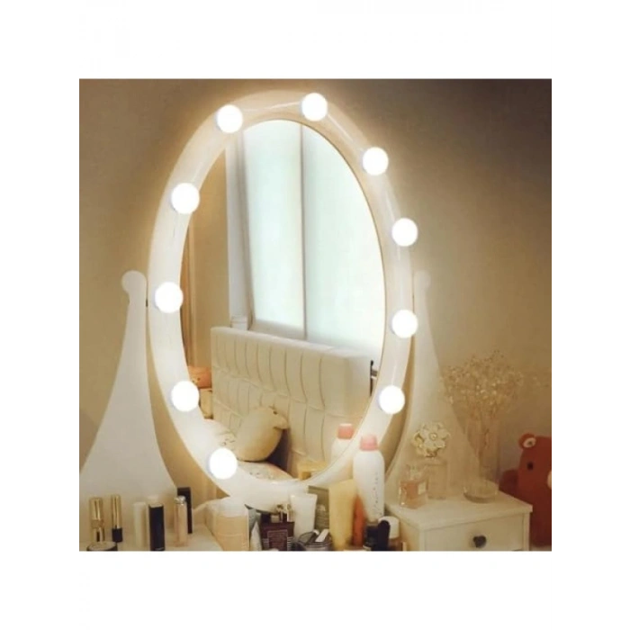 10lu Set Hollywood Tarzı Led Makyaj Aynası Işığı, 3 Renk Modu