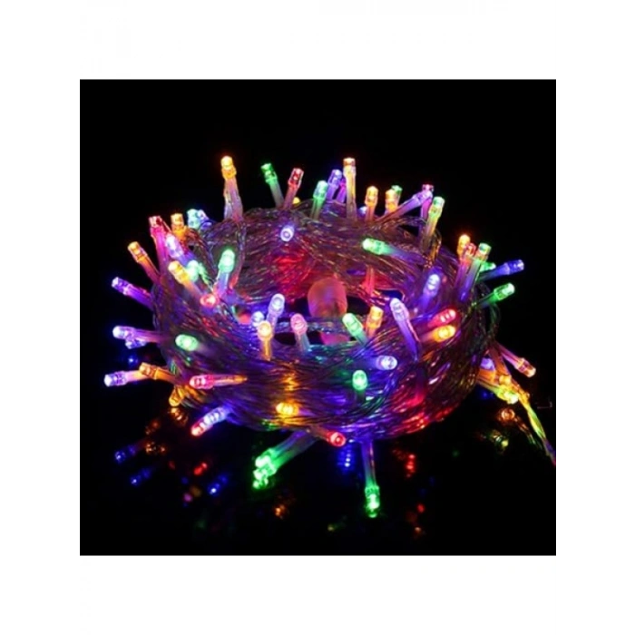 10 Metre Fişli LED Işık - 100 LED RGB Renkli Yılbaşı Dekorasyon Lambası
