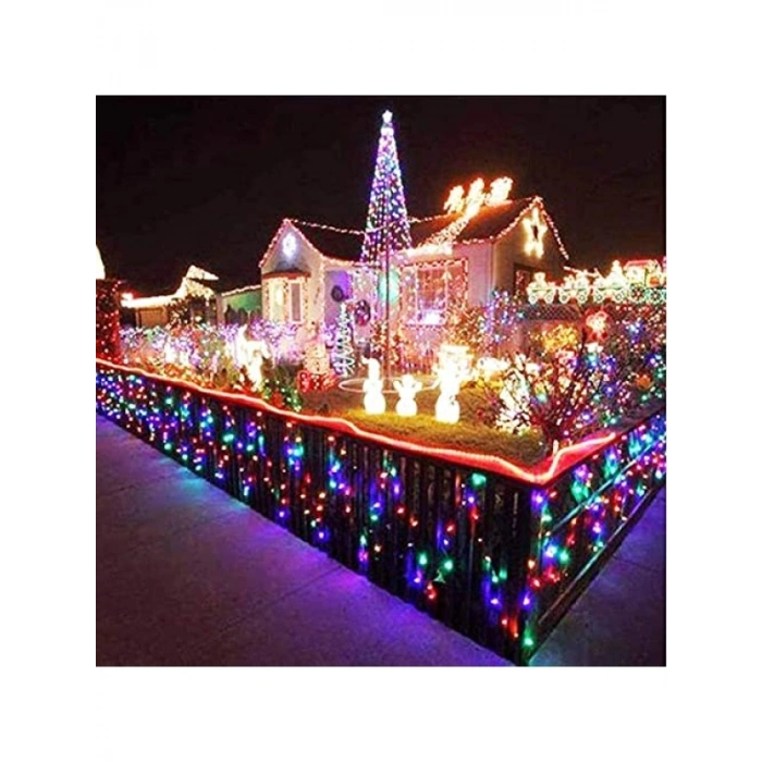 10 Metre Fişli LED Işık - 100 LED RGB Renkli Yılbaşı Dekorasyon Lambası