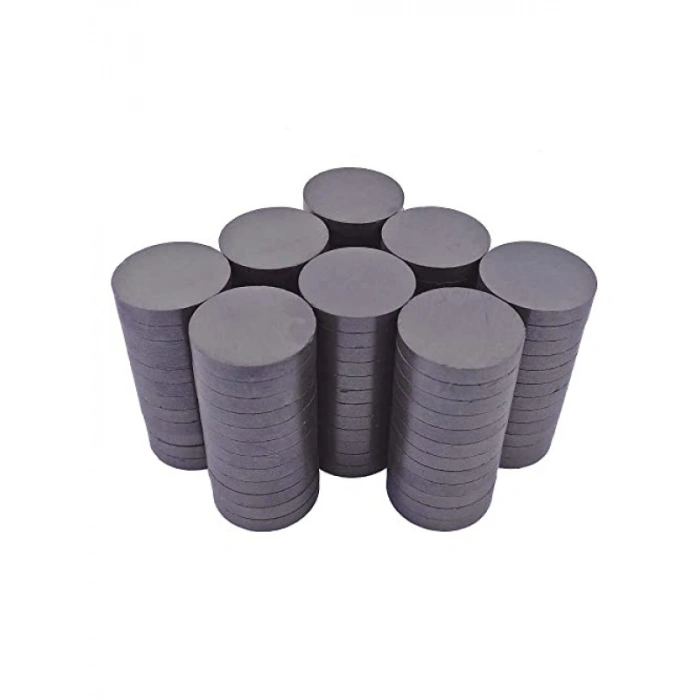 100 Adet Ferrit Mıknatıs - Güçlü Kömür Mıknatıs d15x3 mm