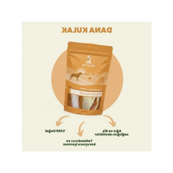 %100 Doğal Kurutulmuş Dana Kulak Çiğnemelik Ödül Maması 100 gr