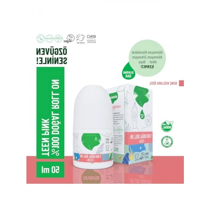 %100 Doğal Roll-On Deodorant, Vegan, 50 ml