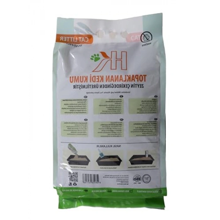 %100 Doğal Zeytin Çekirdeği Aktif Karbonlu Kedi Kumu - 7.5L