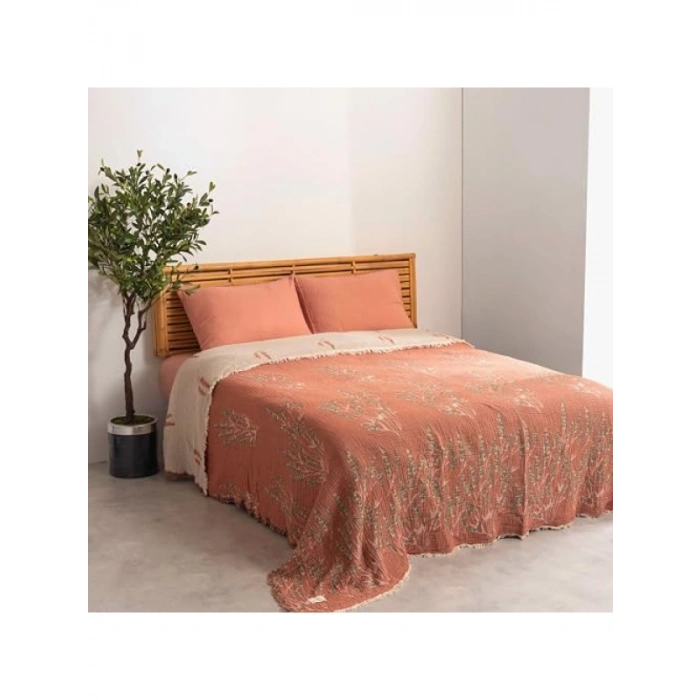 %100 Pamuk Müslin Pike - 4 Katlı, Lavanta Kiremit, Çift Kişilik (220x240 cm)