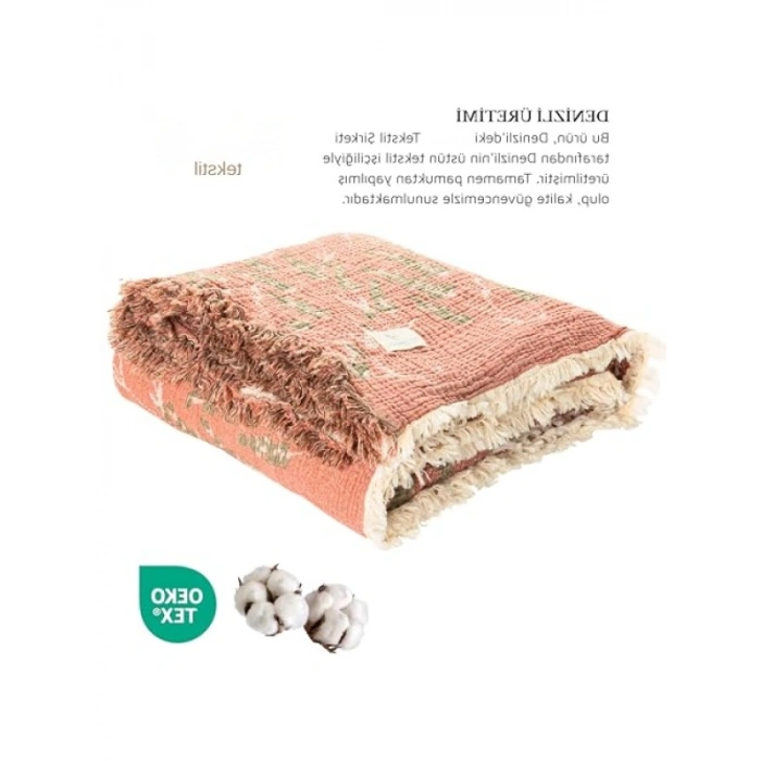 %100 Pamuk Müslin Pike - 4 Katlı, Lavanta Kiremit, Çift Kişilik (220x240 cm)